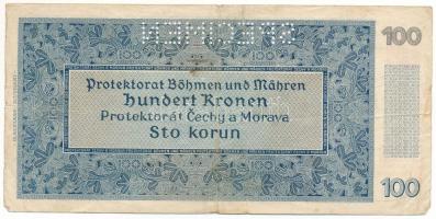 Német Harmadik Birodalom / Cseh-Morva Protektorátus 1940. 100K második kiadás, "SPECIMEN" ...
