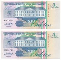 Suriname 1996. 5G (2x) sorszámkövetők "AG876735 - AG876736" T:UNC
Suriname 1996. 5 Gulden...