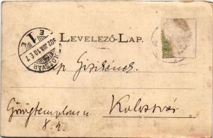 1902 Dés, Dej; M. kir. honvéd laktanya. Gálócsi S. kiadása / K.u.k. military bararcks (ázott / wet d...