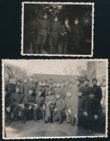 cca 1940 Magyar katonákat ábrázoló fotók, 2 db, 6x8 cm és 8,5x11,5 cm