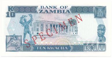 Zambia 1990-1991(DN) 10K "A/F 0271325" hamis(?) "SPECIMEN (MINTA)" felülbélyegzé...