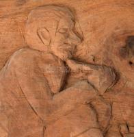 Polyák Ferenc (1945-2013): Étkező férfiak. Jelzett, 1983, 26x49 cm