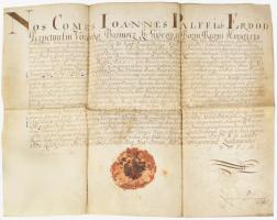 1747 Szentantalfa (Zala megye, ma Veszprém) birtok ügyével kapcsolatos oklevél Dobosy és Nagy család...