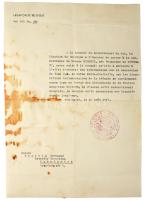 1947 A Belga kormány tájékoztató levele egy magyar személynek Péterffy Franciska részére, hogy az el...
