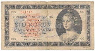 Csehszlovákia 1945. 100K T:VG
Czechoslovakia 1945. 100 Korun C:VG
Krause 67