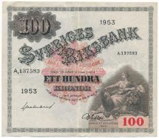 Svédország 1953. 100Kr "A 137583" T:F
Sweden 1953. 100 Kronor "A 137583" C:F
K...