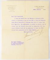 1929 Az Evans, Barraclough ügyvédi iroda levele C. Earl Cranbrook lornak, amiben az elhunyt belga ki...