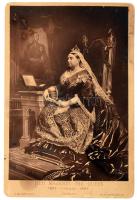 1887 Viktória királynőt ábrázoló fénnyomat kabinetfotó formában uralkodási jubileumára 11x17 cm