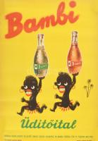 1947 Bambi üdítőital. Reklámplakát. Gyártja: Hazai Szikvíz és Üdítő Italok Üzeme Budapest VIII. Mári...