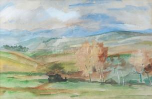 Jelzés nélkül: Táj. Akvarell, papír. Üvegezett fakeretben. 28,5x43,5 cm