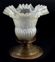 2 darab régi lámpabúra foglalattal, sérüléssel, 14-17 cm