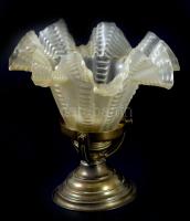 2 darab régi lámpabúra foglalattal, sérüléssel, 14-17 cm