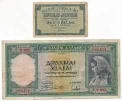 Görögország 1939. 1000Dr + Görögország / Jón-szigetek 1941. 1Dr T:VG
Greece 1939. 1000 Drachmai + G...