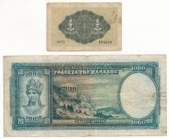 Görögország 1939. 1000Dr + Görögország / Jón-szigetek 1941. 1Dr T:VG
Greece 1939. 1000 Drachmai + G...