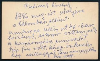 cca 1910 Sapirer E. József fronton elesett gyógyszerész gyakornok névjegykártyája, hátoldalon felira...