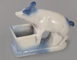 Szerencsemalac és antik kislány figurás virágtartók, egyik jelzett, hibátlan, m: 10 cm alatt