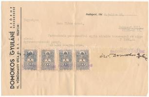 1942. "Domokos Gyuláné Szőrmekereskedése" 1800P értékű számlája "perzsabundáról és pe...