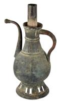 Antik keleti réz karaffa, horpadással, m: 39 cm