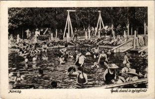 1941 Karcag, Bereki strand és gyógyfürdő, fürdőzők (EK)