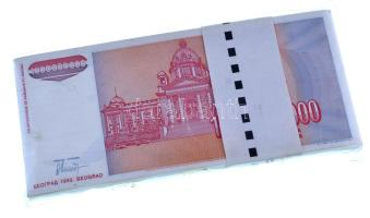 Jugoszlávia 1993. 1.000.000.000D (100x) sorszámkövetők, eredeti banki kötegelővel "AA 0008901 -...