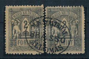 1874 Távírda 2 x 2Ft "M.K. TÁVIRDAI ÁLLOMÁS / BRASSÓ"