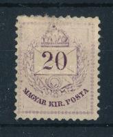 1874 Színesszámú 20kr Zárday-féle próbanyomat 11 1/2 fogazással