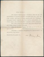 1943 Szurmay Sándor (1860-1945) honvédelmi miniszter aláírása Nagy Vilmosnak küldött levélen
