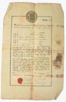1847 Keszthelyen kiállított nemesi útlevél Bogyay József Zala vármegye főbirájának aláírásával