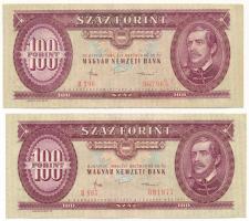 1984. 100Ft (2x) egyiken nyomdai festékfoltok T:F szép papír
Adamo F35