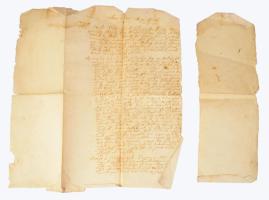 1660 Zala megye, Szentantalfa, a Dobosy család birtokainak felosztását rögzítő levél kővágóörsi és e...