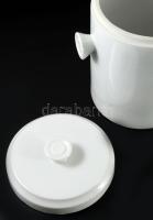 Nagyméretű antik patikai edény, fedelének pereménél repedésvonallal, m: 26 cm