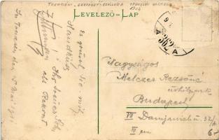 Trencsén, Trencín; Erzsébet szálloda, vár. Gansel Lipót kiadása / Trenciansky hrad / hotel, castle (...