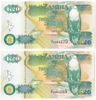 Zambia 1992. 20K (2x) sorszámkövetők "A/F 5984269 - A/F 5984270" T:UNC
Zambia 1992. 20 Kw...