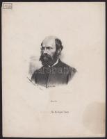 1867 Jókai Mór (1825-1904) író kőnyomatos portréja, foltos, 34×26 cm