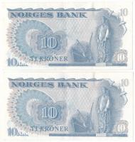 Norvégia 1979. 10K (2x) sorszámkövetők "BB4136101 - BB4136102" T:F szép papír
Norway 1979...