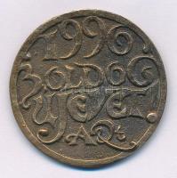 1996. "Boldog Újévet / Halak" kétoldalas, öntött bronz emlékérem (40mm) T:XF