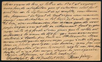 1886 Bp., a Révai Testvérek könyvkiadó francia nyelven írt levelezőlapja a párizsi L. Frinzine &...