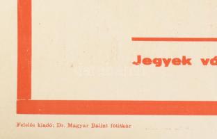1950 A Budapesti Nemzeti Színház Nyári Zápor c. színjáték bemutató előadásának műsorplakátja, hajtva...