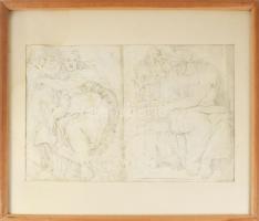 ca 1650-1700 Régi mester rajza XVII. sz. Michelangelo, Delphoi Sibyl és Cumaei Sibyl (Cumaea) a sixt...
