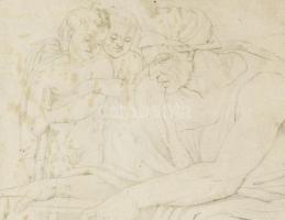 ca 1650-1700 Régi mester rajza XVII. sz. Michelangelo, Delphoi Sibyl és Cumaei Sibyl (Cumaea) a sixt...