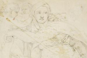 ca 1650-1700 Régi mester rajza XVII. sz. Michelangelo, Delphoi Sibyl és Cumaei Sibyl (Cumaea) a sixt...
