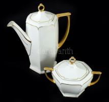 MZ Austria szecessziós kanna és cukortartó, jelzett, kopással, m: 24 cm