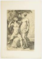 1596 Hendrik Goltzius (1558-1617) Plútó és Porserpina manierista rézmetszet, papír, jelzett 22x33 cm