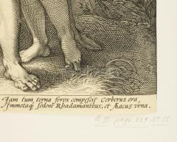 1596 Hendrik Goltzius (1558-1617) Plútó és Porserpina manierista rézmetszet, papír, jelzett 22x33 cm