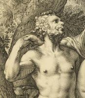 1596 Hendrik Goltzius (1558-1617) Plútó és Porserpina manierista rézmetszet, papír, jelzett 22x33 cm