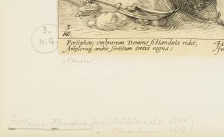 1596 Hendrik Goltzius (1558-1617) Plútó és Porserpina manierista rézmetszet, papír, jelzett 22x33 cm