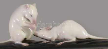 cca 1920 Eichwald egérpár figura, jelzett, hibátlan, 24x7 cm
