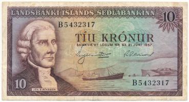 Izland 1960-1964. (1957) 10K "B5432317" T:F
Iceland 1960-1964. (1957) 10 Kronur "B54...