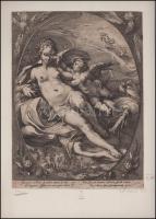 1596 Hendrik Goltzius (1558-1617) Vénusz és Cupido / Ámor. Manierista rézmetszet, papír, jelzett 25x...