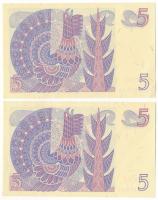 Svédország 1978. 5K (2x) sorszámkövetők "B 397654 - B 397655" T:AU sarokhajlások
Sweden 1...